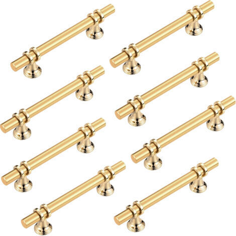 8er-Set goldene Edelstahlschrankgriffe, moderne Schubladengriffe für Küchenschränke, Badezimmerkommoden und Kleiderschranktüren (Lochabstand 96 mm)