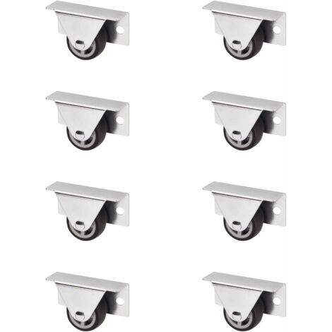 8er Set Kastenrolle(Ø 30 mm, für Seitenmontage, dunkelgrau) Bockrolle, leise und bodenschonend, Ideal für Bettkästen und Bodenschubladen