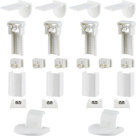 8er-Set Klemmhalterungen für Plissees – Bohrfreie Klemmhalterungen mit 8 x 2 mm Dübeln, Klemmfix-Klemmen für Plissees mit vier Kordeln, Blumenmuster