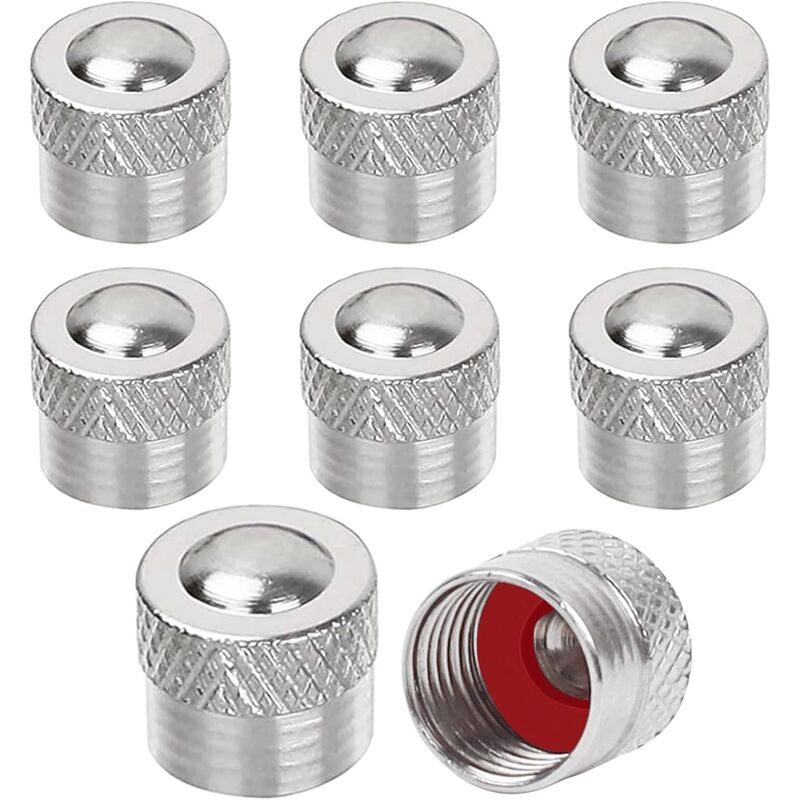 Image of 8er Set Metall-Ventilkappen mit Gummiring für Auto, Motorrad, Fahrrad und Roller