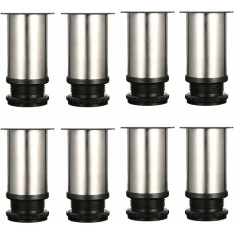 8er-Set Möbelfüße, verstellbare Möbelfüße – verchromtes Metall – verstellbare Höhe (insgesamt 80–95 mm)