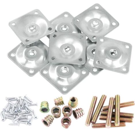 8er Set silberne Montageplatten für Sofamöbelbeine