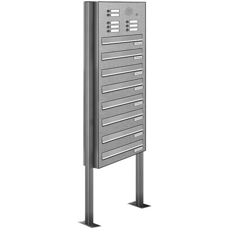 8er V2A Edelstahl Briefkastenanlage Standsystem Freistehend Durchwurf - Klingel