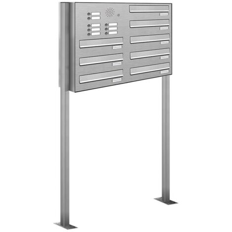 8er V2A Edelstahl Briefkastenanlage Standsystem Freistehend Durchwurf - Klingel