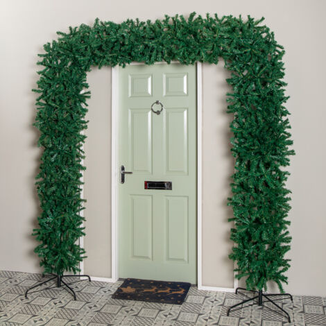 8ft (2.35m) Samuel Alexander Double Door Plain Green Flat Top Christmas Tree Arch with 2000 Tips