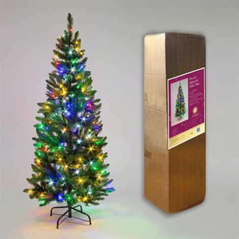 8ft Green Slim Tree Multi LEDs