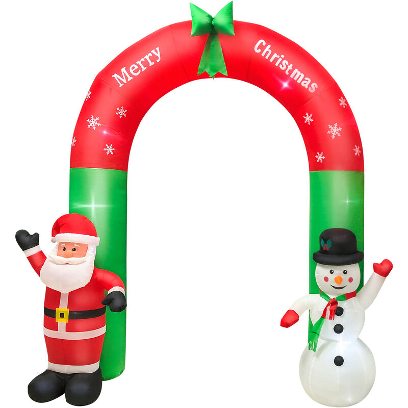 

Asupermall - 8FT Navidad inflable Papa Noel y muneco de nieve Arco Decoracion de patio Decoraciones para el hogar de vacaciones Patio Luces LED