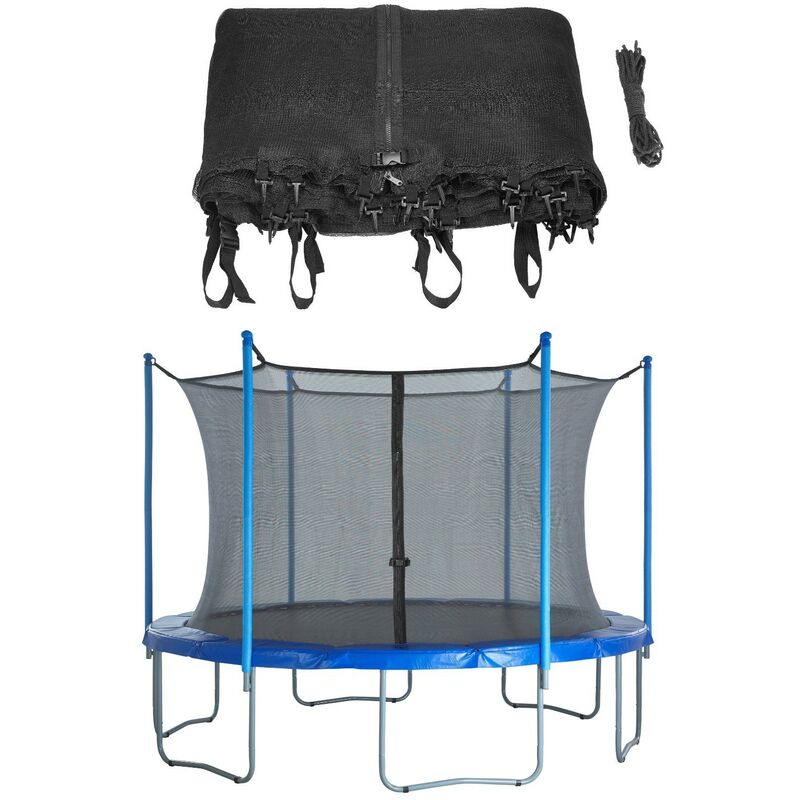 8ft Trampoline Replacement Enclosure Surround Safety Net | Protective Inside Netting with Adjustable Straps | Compatible with 6 Straight Poles or 3