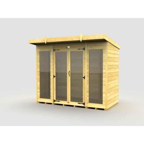 8ft x 4ft Pent Summer House (Full Height Window) - Wood - L118 x W243 x H201 cm