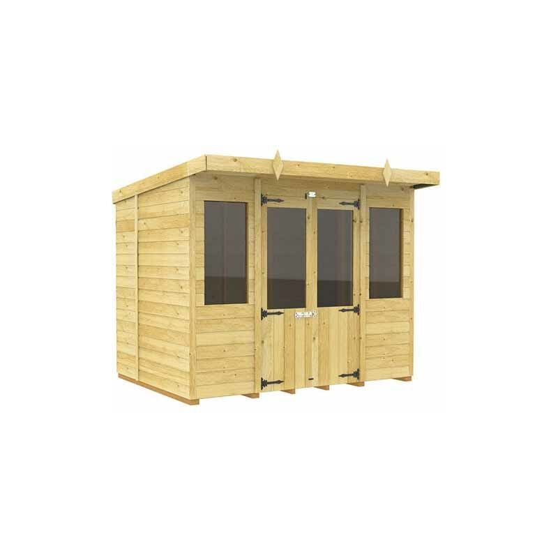 8ft x 6ft Pent Summer House - Wood - L 178 x W 243 x H 201 cm