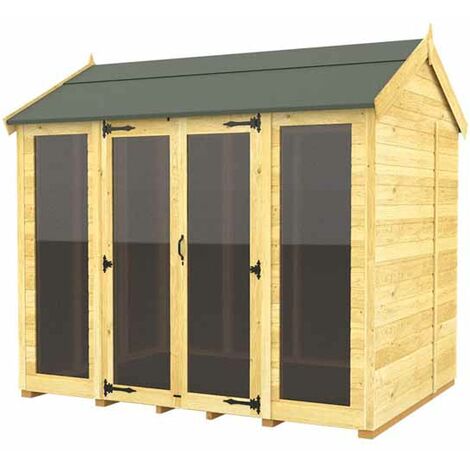 8ft x 8ft Apex Summer House (Full Height Window) - Wood - L243 x W231 x H217 cm