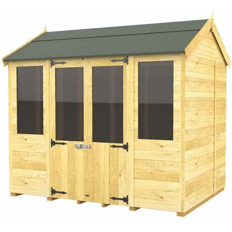 8ft x 8ft Apex Summer House - Wood - L243 x W231 x H217 cm