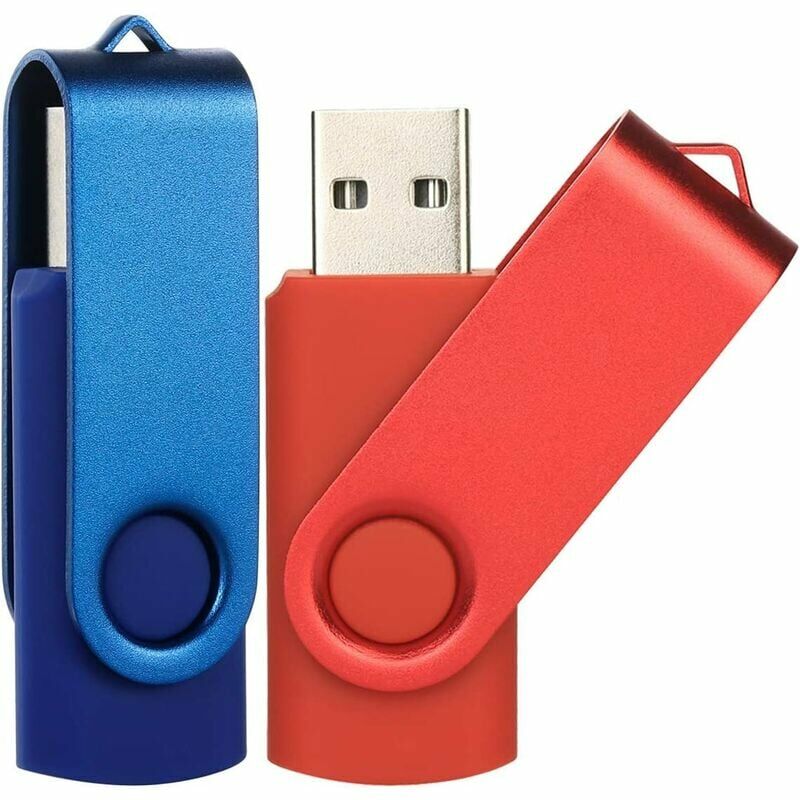 8GB Pack of 2 Swivel Flash Drives usb 2.0 Flash Drive Swivel Storage Disk Memory Stick Pendrive with Strings (Blue/Red 8GB2PCS)