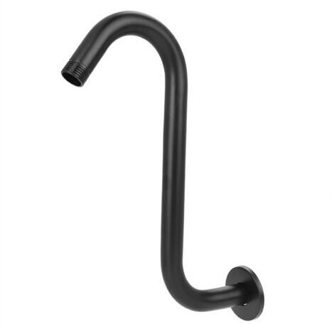 8in 2 Acier Inoxydable High Rise S-Curved Shower Bras D'extension G1/2 Accessoire de Salle de Bain Noir