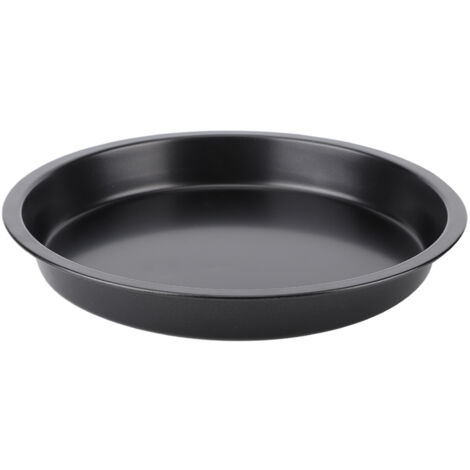 8in Kitchen Non-stick Black Carbon Steel Round Pizza Tray Baking Pan Plate Mold Tool