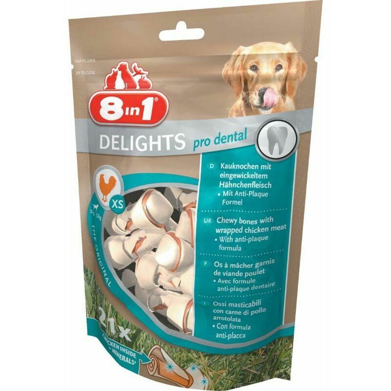 Delights pro dental, busta per cani con 21 ossi da masticare