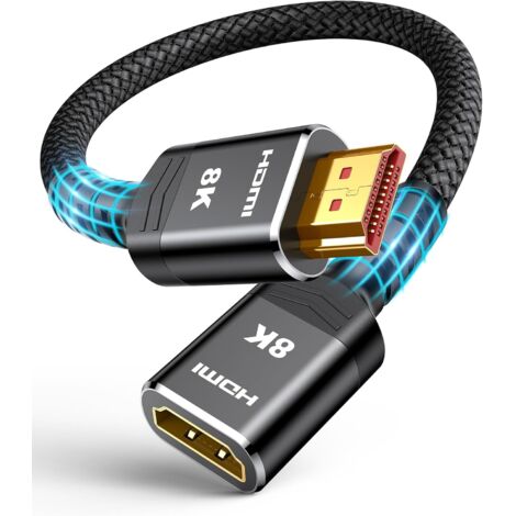 8K HDMI-Verlängerungskabel, 50 cm, kompatibel mit Blu-ray-Playern, HD-Fernsehern, Laptops usw.
