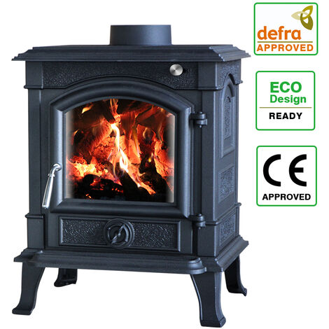 8KW Woodburning Stove Cast Iron Log Burner Fireplace Eco Design Dafra Approved Black
