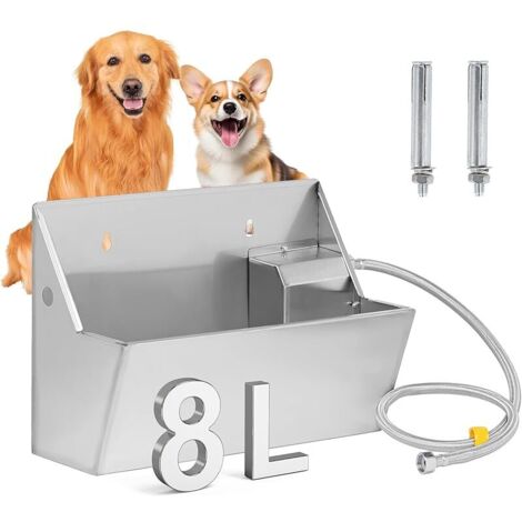 8L Automatique Distributeur De Bol d’Eau pour Chien pour l’Extérieur 304En Acier Inoxydable Abreuvoir Automatique pour Animaux De Compagnie pour Chien Chat Poulet Bétail Poulet Cheval Veau