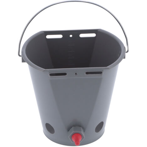 8L Feeder Bucket Farm Livestock FoodGrade Plastic Feeding Barrel with 5 Nipples Gray(For Lamb )