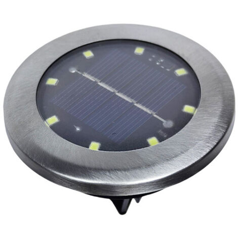8LED Lampe Solaire Inox Encastrable Sol Jardin, Lumière Chaude, Capteur Auto, Installation Facile