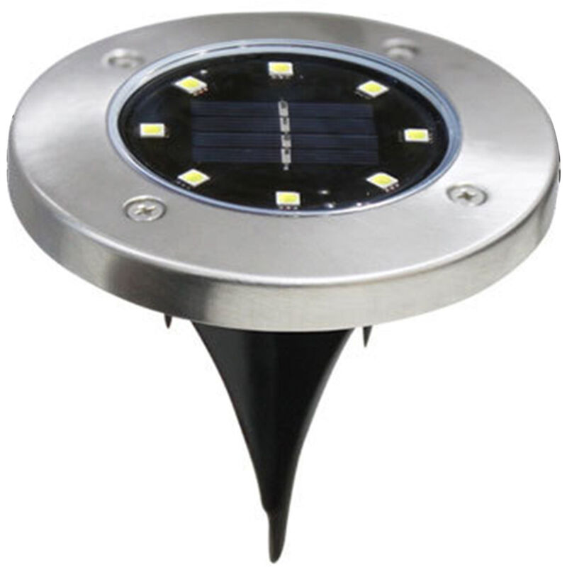 

8LED luces solares enterradas de acero inoxidable al aire libre nuevas luces de cesped jardin luces de jardin Solar 8LED luz subterranea luz blanca