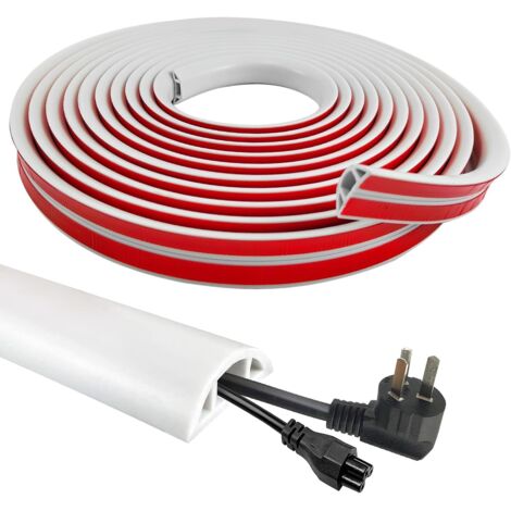 8M Goulotte Passe Câble Sol PVC, Chemin de CacheCâbles Electrique, Protecteur de Câbles de Plancher pour Cachez, Management et Protégez Les Câbles et Évitez Les Risques  20 × 10mm (Blanc)