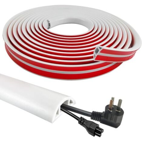 8M Goulotte Passe Câble Sol PVC, Chemin de CacheCâbles Electrique, Protecteur de Câbles de Plancher pour Cachez, Management et Protégez Les Câbles et Évitez Les Risques  20 × 10mm (Blanc)