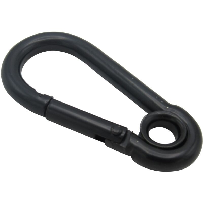 Securefix Direct - 8MM Black Carbine Hook With Eye - Plated Snap Hook Theatre