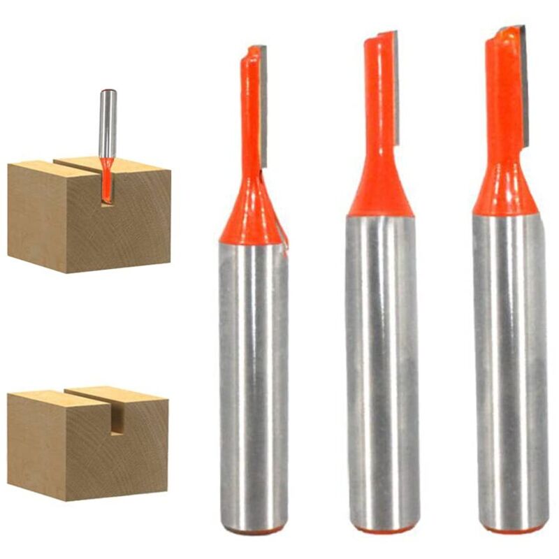 8mm Fraise Droite Defonceuse, 3 piezas Fraises à Défoncer Carbure De Tungstène Mèche de Routeur Droite à Simple Flûte Fraise à Bois-3mm/4mm/5mm