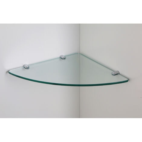 8mm Glas-Wandregal Glasregal Eckregal für Duschwände/Duschkabinen Klarglas
