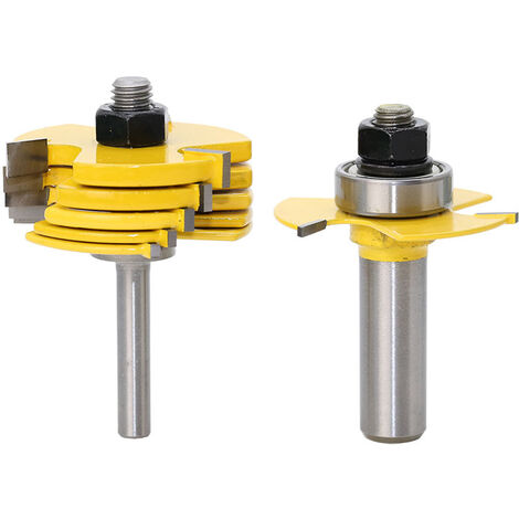 8mm Jeu de Forets de Toupie à 3 Ailes Réglables Router à Rainure Bits Fraise à Bois Mèche de Menuiserie Routeur T Forme Avec 6pcs Lame de Coupe 1,8mm, 2,5mm, 3mm, 4mm, 5mm, 6,35mm