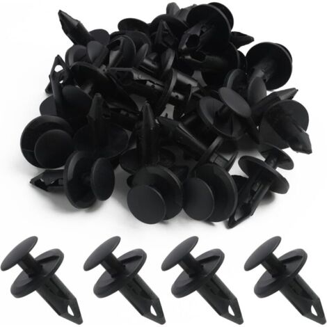 8mm Rivet clips en plastique voiture trou moto rivet carénage garniture attaches de type poussoir clips de retenue clips 30 pièces de rechange pour la plupart des modèles de voiture noir