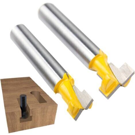 8mm Schaft T-Nut Fräser Set, 2 Stück T-Nut Holzfräser Holzbearbeitung Fräser Werkzeug Holzbearbeitungsschneider Klinge