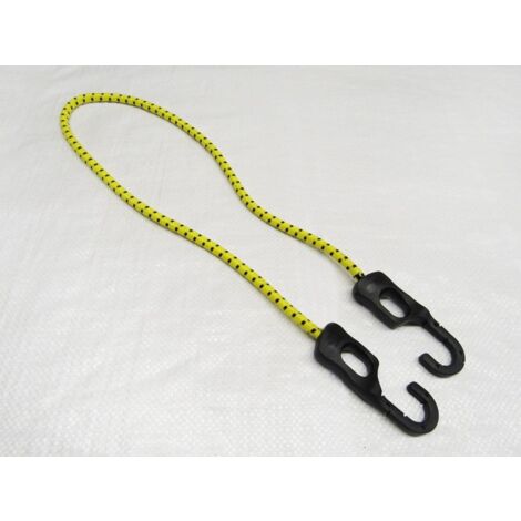 8MM X 780MM Yellow Shock Cord With Black Finger Grip Hooks - Plastic Multifilement Cover Tie Down