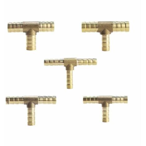 (8mm)5 Pièces Raccord en laiton de tuyau de carburant de manière à 3 voies en T pour tuyau de gaz à air comprimé