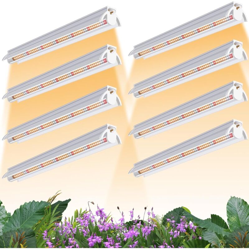 8Pack T5 Lampe pour plantes, Full Spectrum 42cm lampes LED de culture, lampe pour culture de plantes avec réflecteur/design à chaîne à marguerite