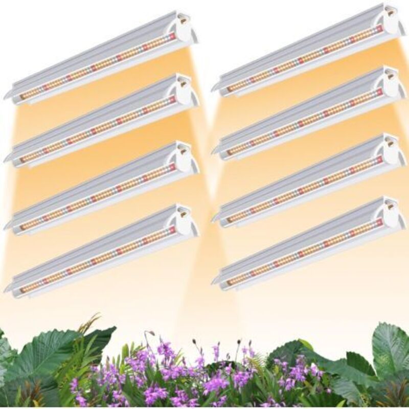 8Pack T5 Lampe pour plantes, Full Spectrum 42cm lampes LED de culture, lampe pour culture de plantes avec réflecteur/design à chaîne à marguerite