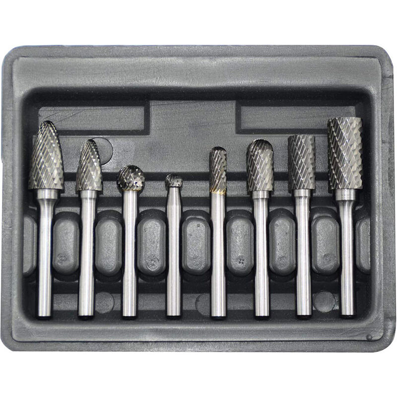 8pc 6mm manche tungstène en acier fraise lime double rainure rotative foret tête de gravure, carbure