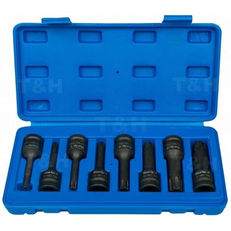 8pc Set 1/2 Conectores Llave Torx de Impacto T30-T80