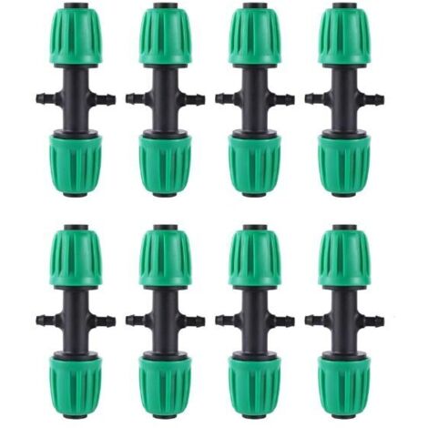 8pcs 1/2 "à 2 Voies 1/4" Tuyau d'irrigation raccord de qualité Anti-Chute (Convient à 13mm ID / 4mm ID) (10pcs 4 canaux)