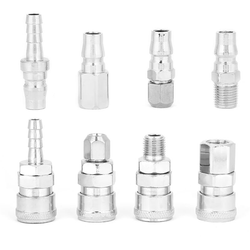 Ineasicer - 8Pcs 1/4' Ensemble de raccords rapides pneumatiques pour tuyau de compresseur d'air