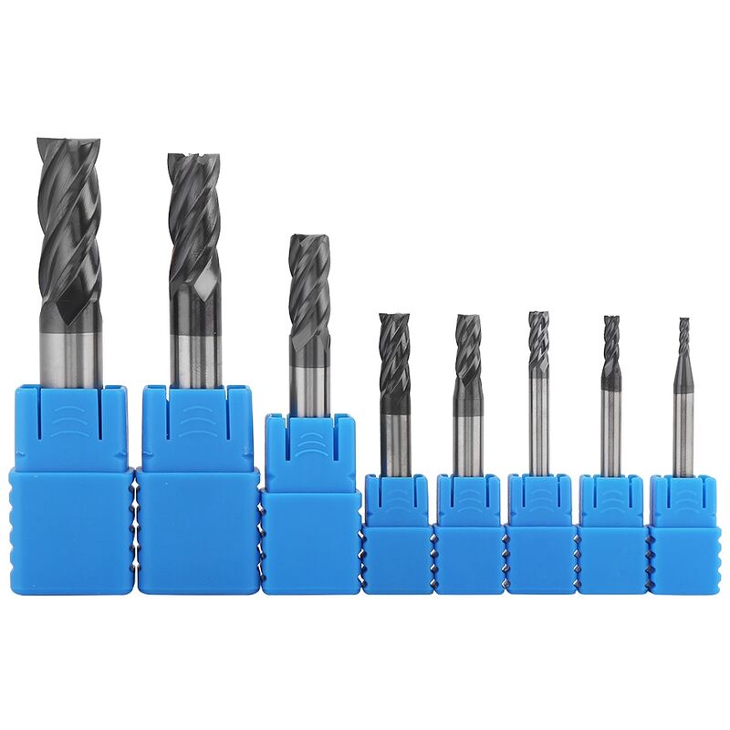 Eosnow - 8 pièces 2-12mm 4 cannelures carbure fraise en acier au tungstène fraise trousse à outils
