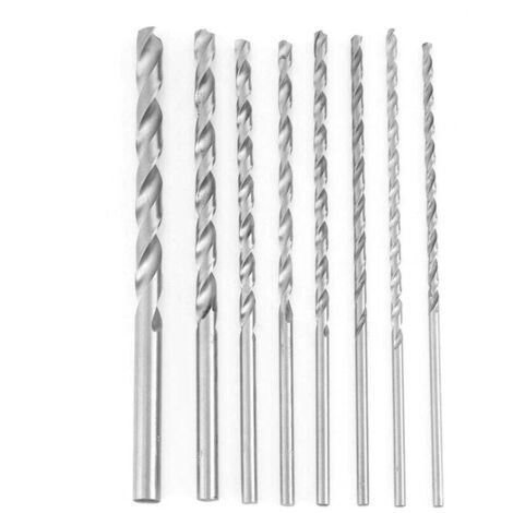 8pcs 200mm jeu de forets hélicoïdaux à tige droite allongé outil de jeu de forets hélicoïdaux en acier haute vitesse 4-10mm, utilisé pour le bois, le plastique et l'aluminium, ensemble de forets