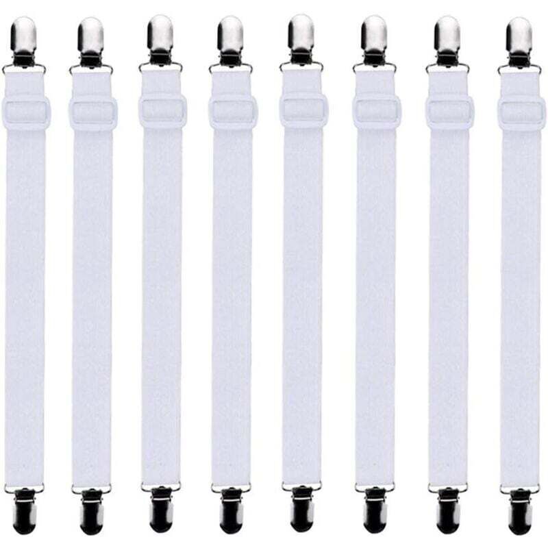 Alovez - 8Pcs (60cm à 200cm) Tendeur Drap Housse Lit Drap Réglable,Tendeurs de Maintien,Convient à Tous Lits et Matelas,Blanc