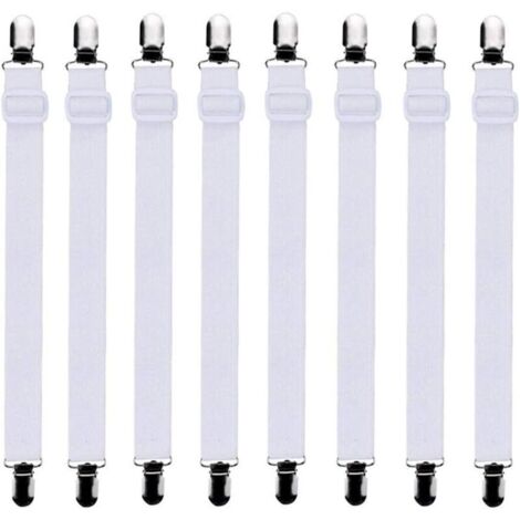 8Pcs (60cm à 200cm) Tendeur Drap Housse Lit Drap Réglable,Tendeurs de Maintien,Convient à Tous Lits et Matelas,Blanc