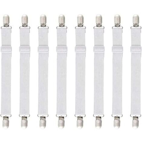 8Pcs (60cm à 200cm) Tendeur Drap Housse Lit Drap Réglable,Tendeurs de Maintien,Convient à Tous Lits et Matelas,Blanc H65