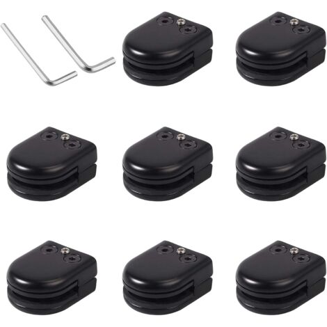 8pcs Abrazadera de vidrio 8-10 mm Soporte de vidrio de acero inoxidable Clip de vidrio Soporte de vidrio ajustable Conexión trasera plana para balaustrada Baño Escalera Ventana