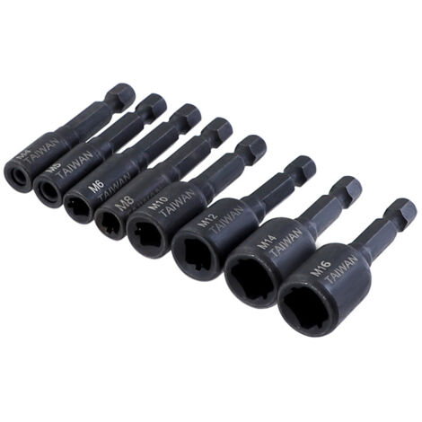 8pcs Adaptateur de Douille de Taraud à vis 1/4inch à tige Hexagonale Machine à Tarauder Carré pilote Filetage Adaptateur de Taraud Pour Perceuse électrique (M4/M5/M6/M8/M10/M12/M14/M16)