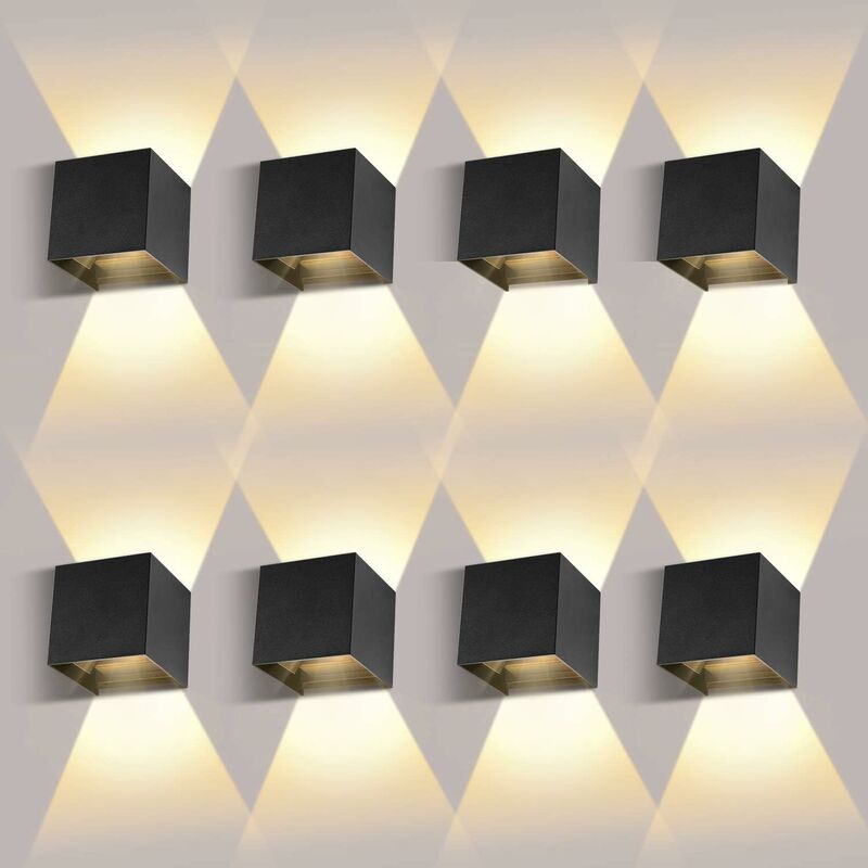 8pcs applique murale 12w led chambre moderne interieur, up and down design reglable lampe, aluminium luminaires applique led noir pour chambre
